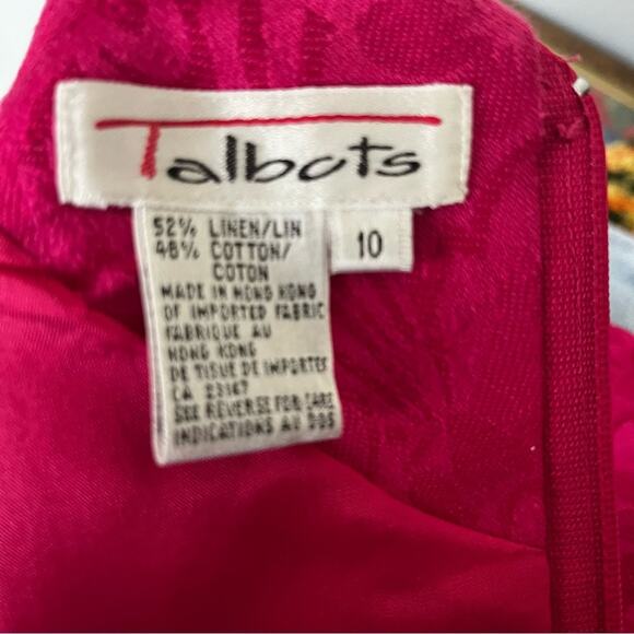 Talbots Jacquard Short Sleeve Fit And Flare Midi Dress Pleated Skirt 10bbb - Picture 5 of 5